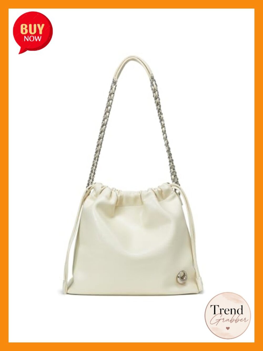 Genuine Leather Hobo Bag Crossbody Shoulder Bag Chain Drawstring